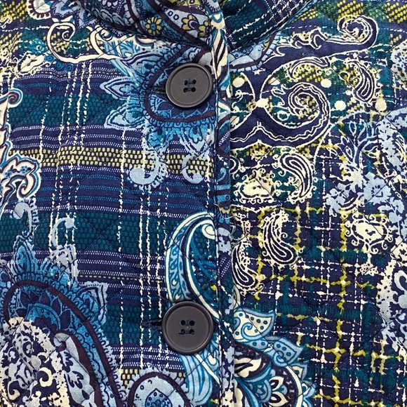 Gloria Vanderbilt Casuals XL Quilted Button Up Quilted Jacket Blue Paisley - Picture 5 of 11
